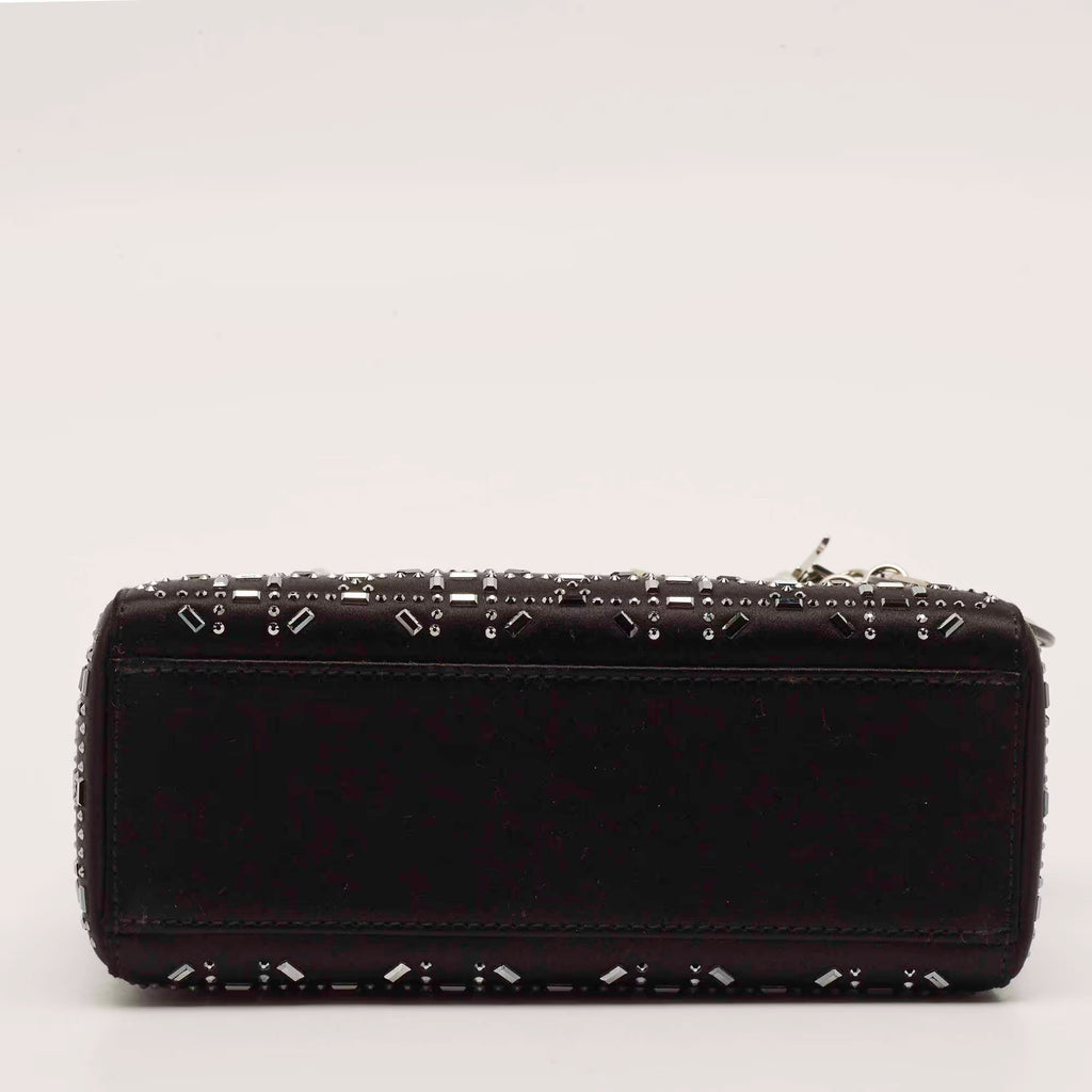 Dior Lady Dior Crystal Mini Black Cannage Satin Tote