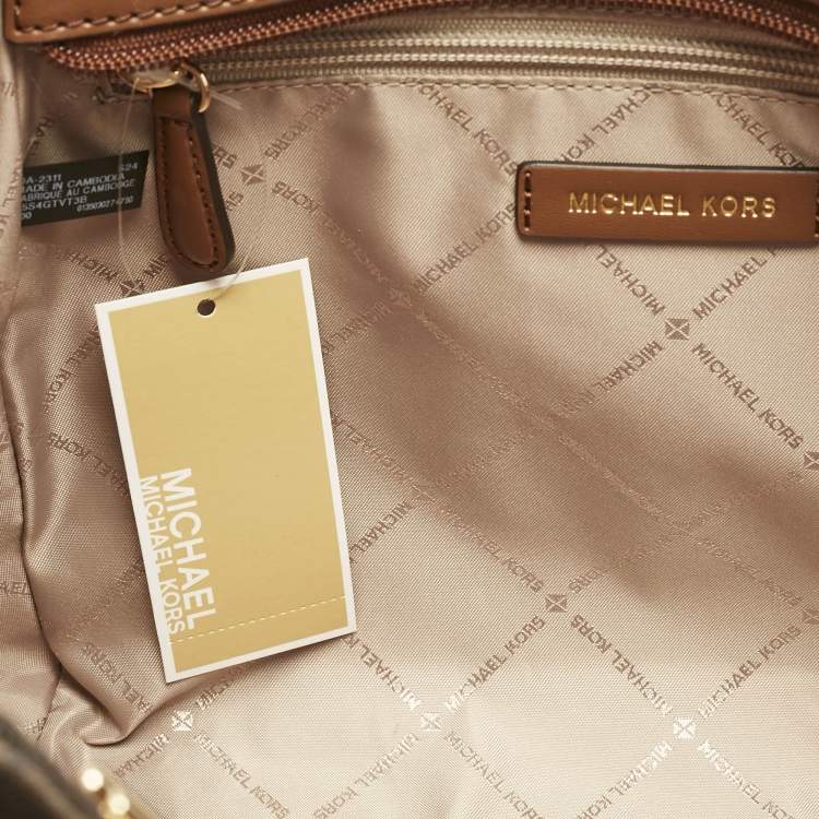 Michael Kors Brown Signature Coated Canvas Large Jet Set Travel Chain Tote