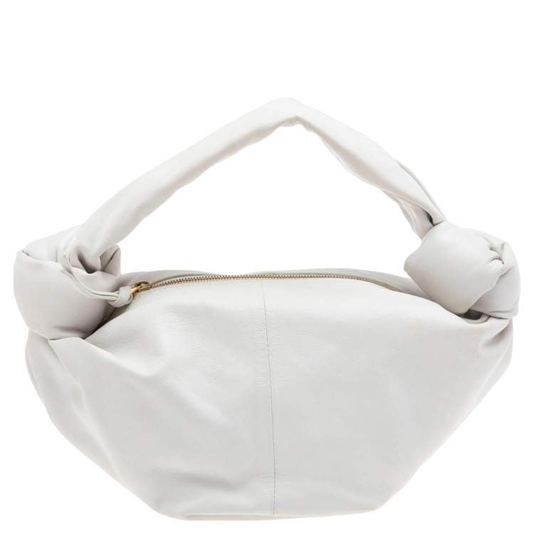 Bottega Veneta White Leather Double Knot Clutch