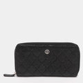 Chanel CC Black Quilted Coated Tweed Zip Around Wallet