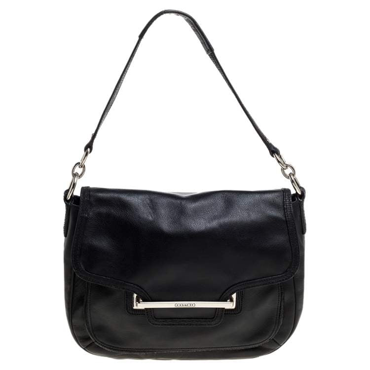 Coach Black Leather Taylor Flap Crossbody Bag