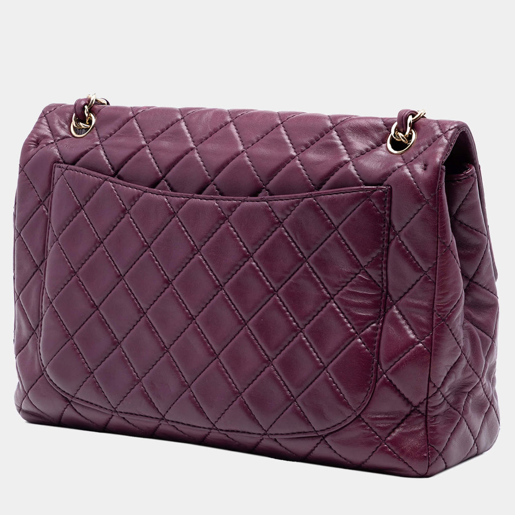 Chanel Purple Maxi XL Classic Lambskin Single Flap