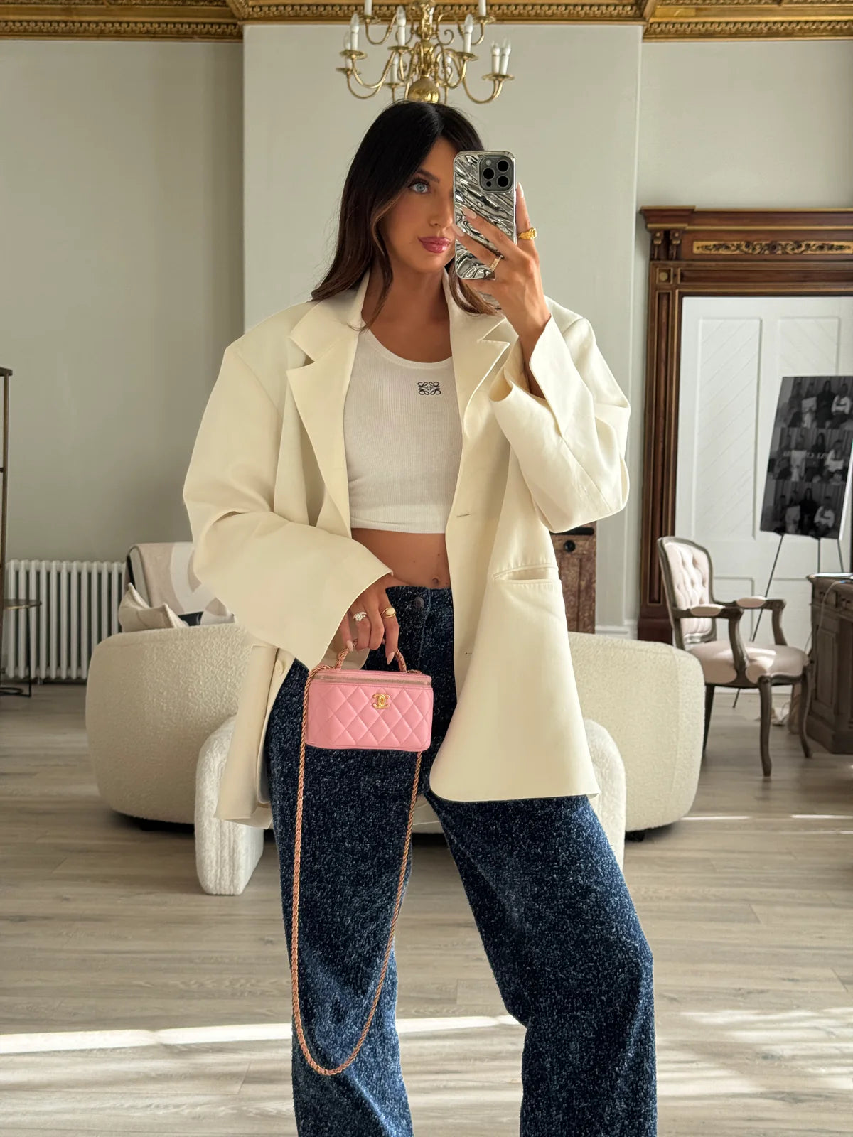 CHANEL VANITY RECTANGULAR WITH TOP HANDLE PINK LAMBSKIN GHW