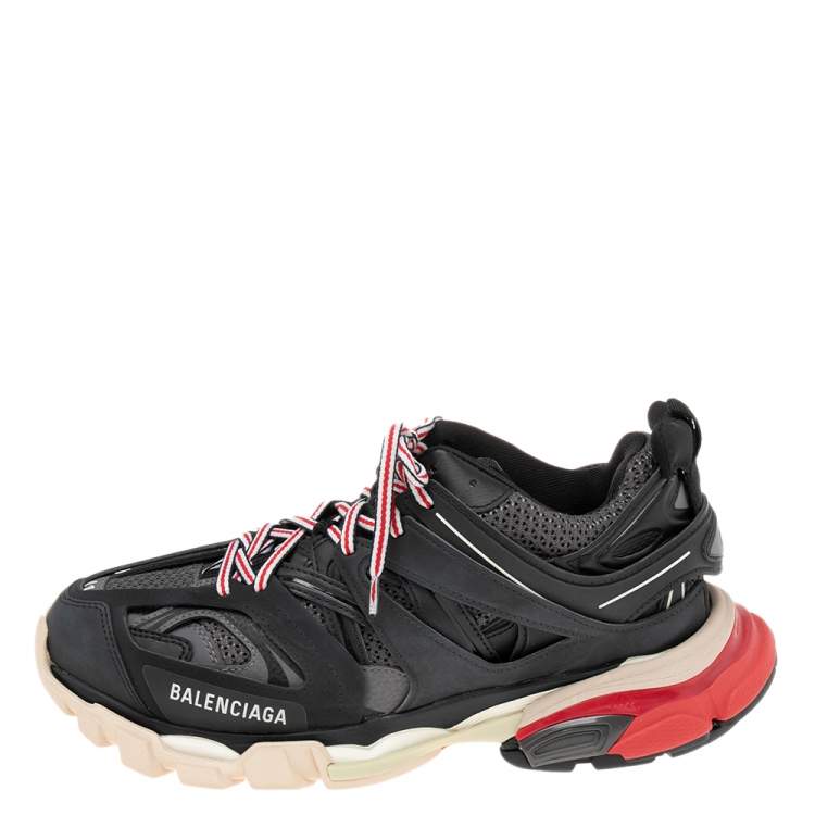 Balenciaga Black Leather And Mesh Track Sneakers Size 41