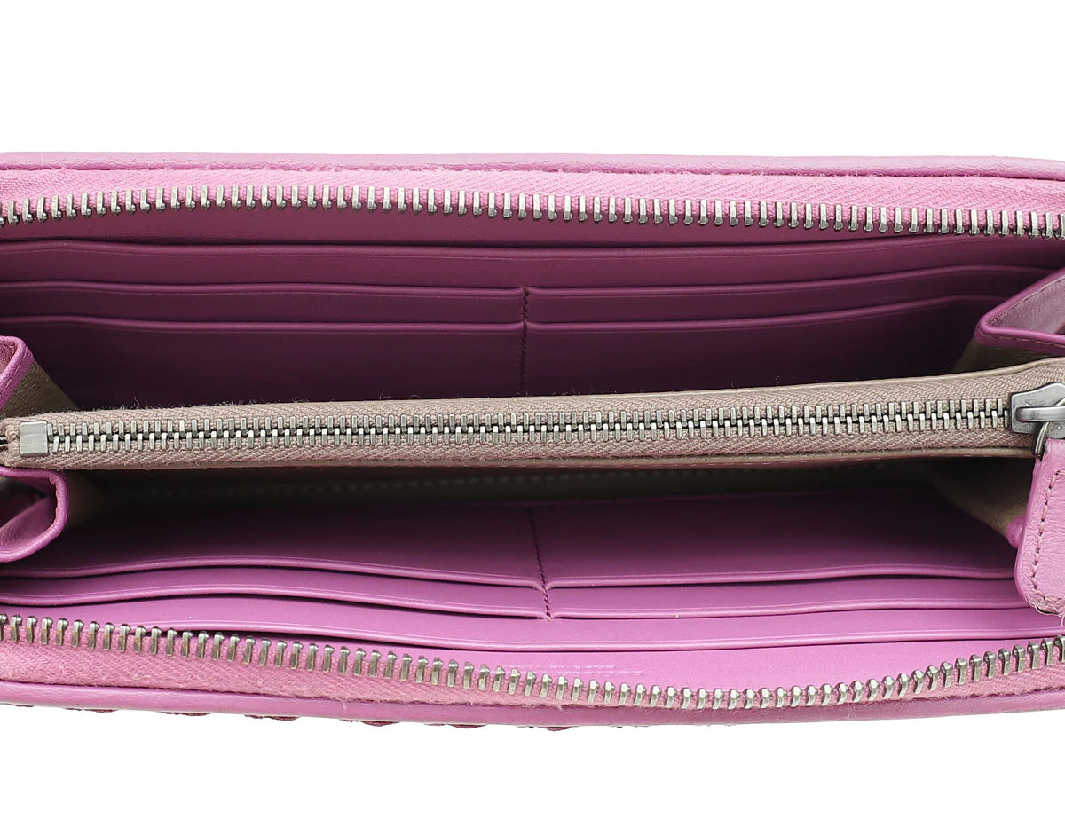 Bottega Veneta Peony Nappa Intrecciato Zip Around Wallet