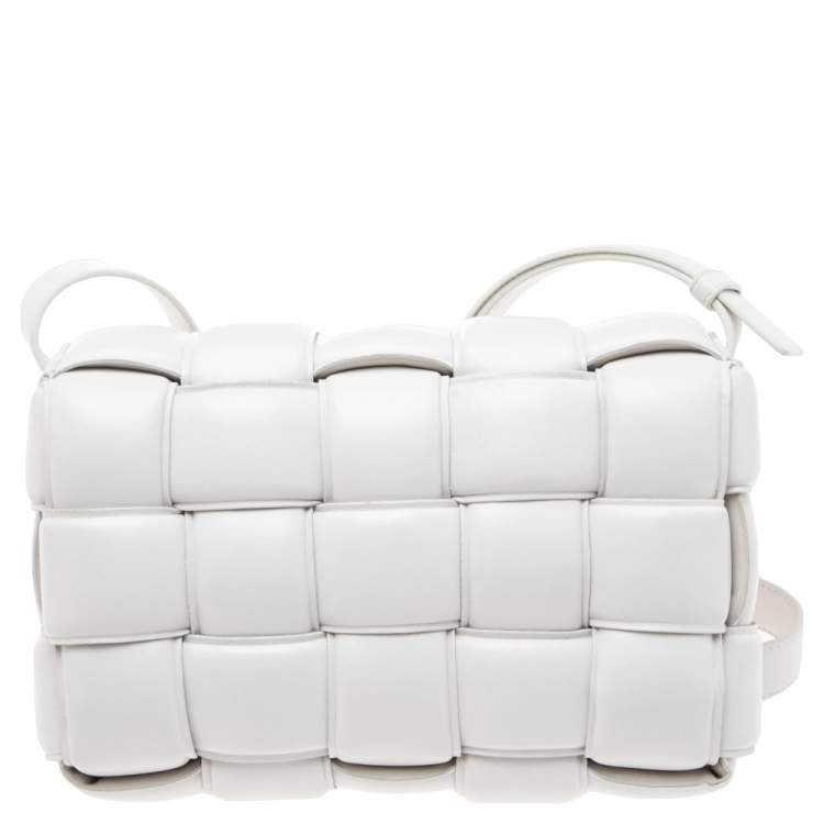 Bottega Veneta White Padded Leather Cassette Shoulder Bag