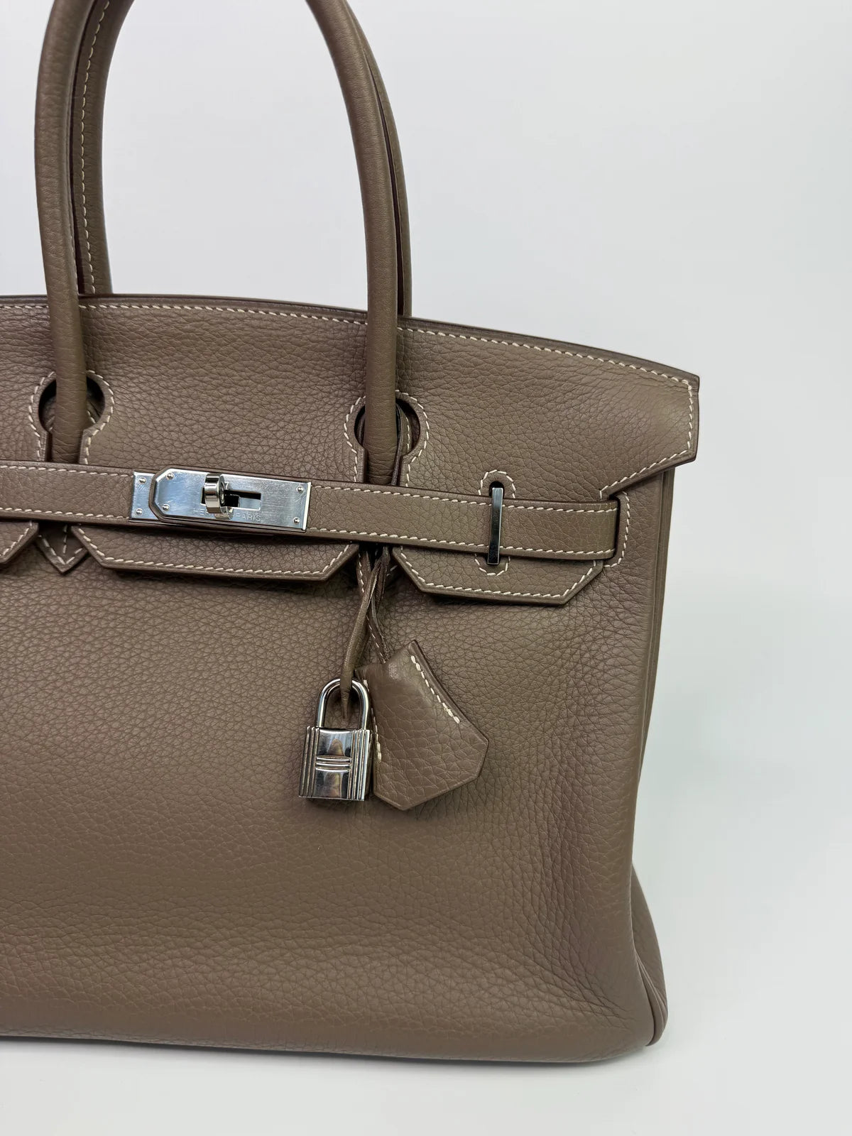 HERMÈS BIRKIN 30 IN ETOUPE CLEMENCE LEATHER WITH PHW