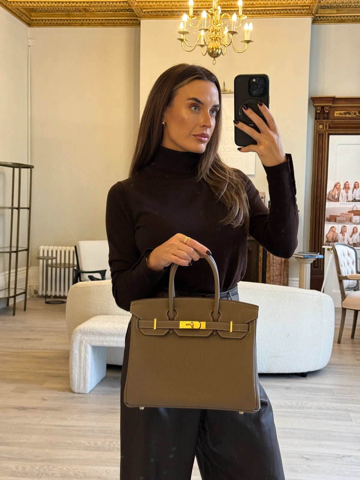 HERMÈS BIRKIN 30 IN ETOUPE TOGO LEATHER WITH BRUSHED GHW