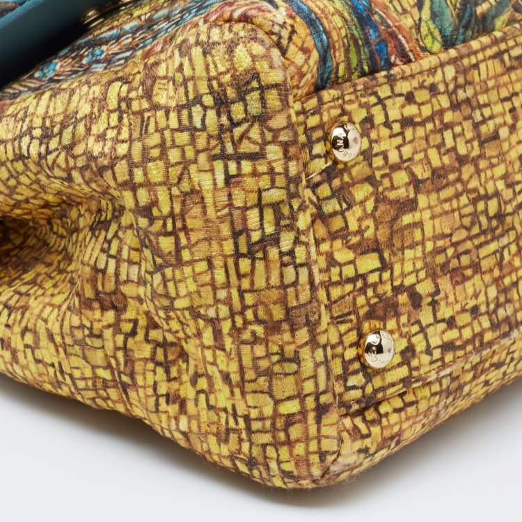 Dolce & Gabbana Multicolor Fabric and Snakeskin Ancient Opulence Printed Medium Miss Sicily Bag