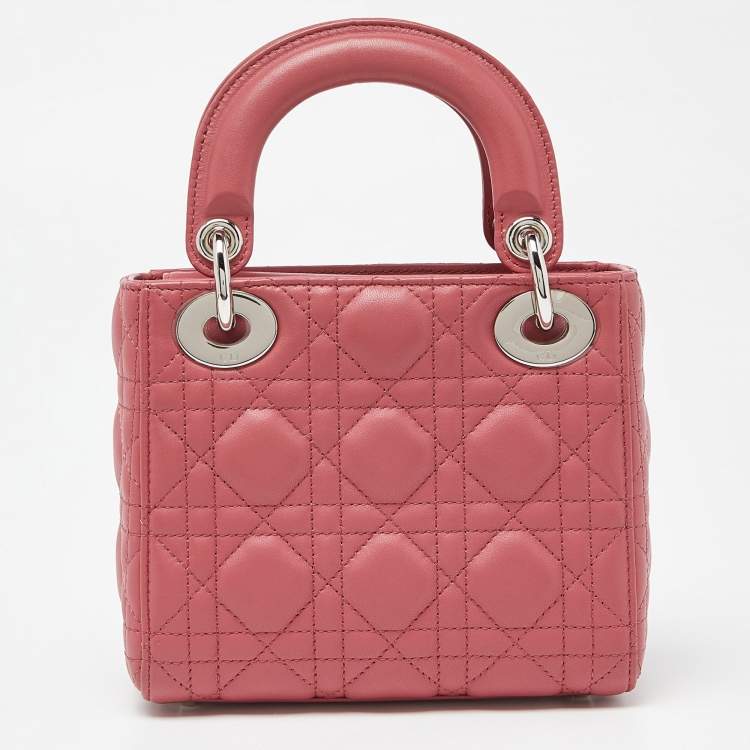 Dior Pink Cannage Leather Mini Lady Dior Tote