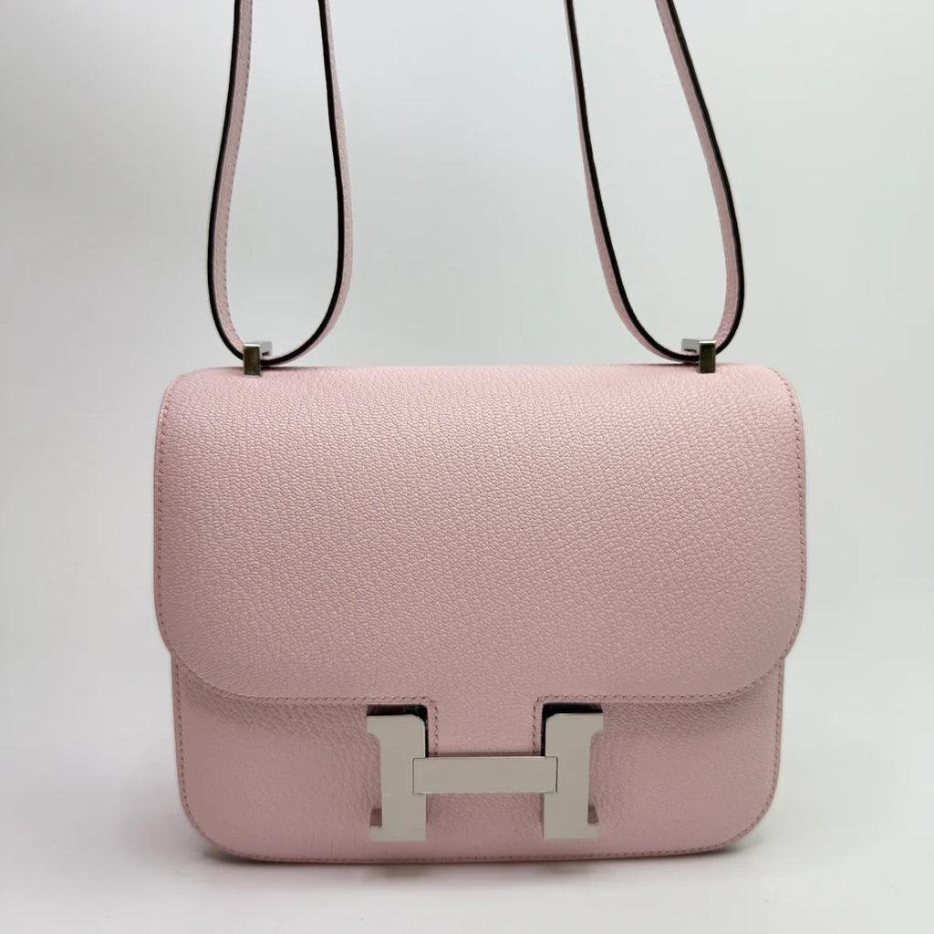 HERMÈS CONSTANCE 18 IN ROSE CHÈVRE LEATHER WITH PALLADIUM HARDWARE