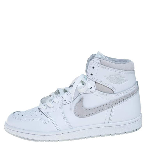 Air Jordan 1 White/Grey Leather And Suede Retro High 85 Sneakers Size 41