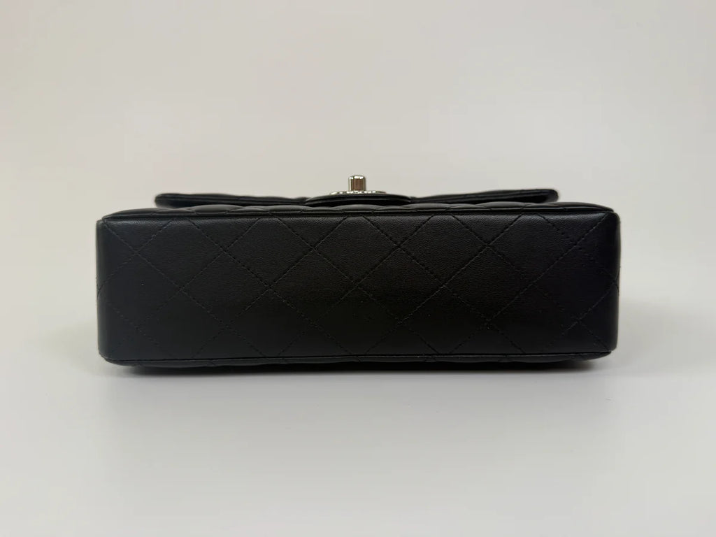 CHANEL SMALL CLASSIC DOUBLE FLAP IN BLACK LAMBSKIN LEATHER WITH SHW