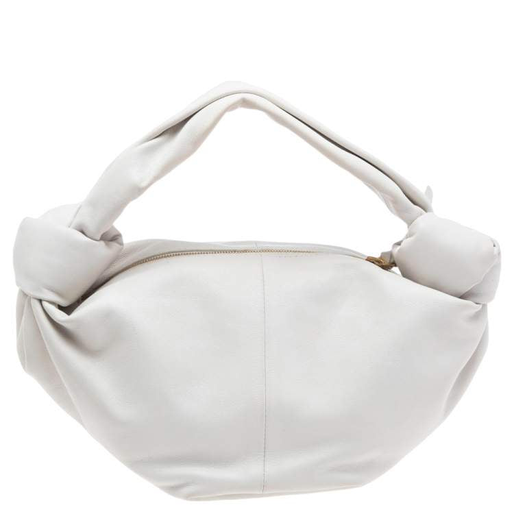 Bottega Veneta White Leather Double Knot Clutch