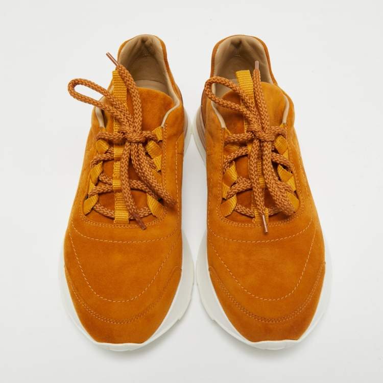 Hermes Light Brown Suede Buster Sneakers Size 39.5