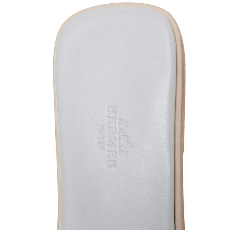 Hermès White Leather Villa Sandals Size 40.5