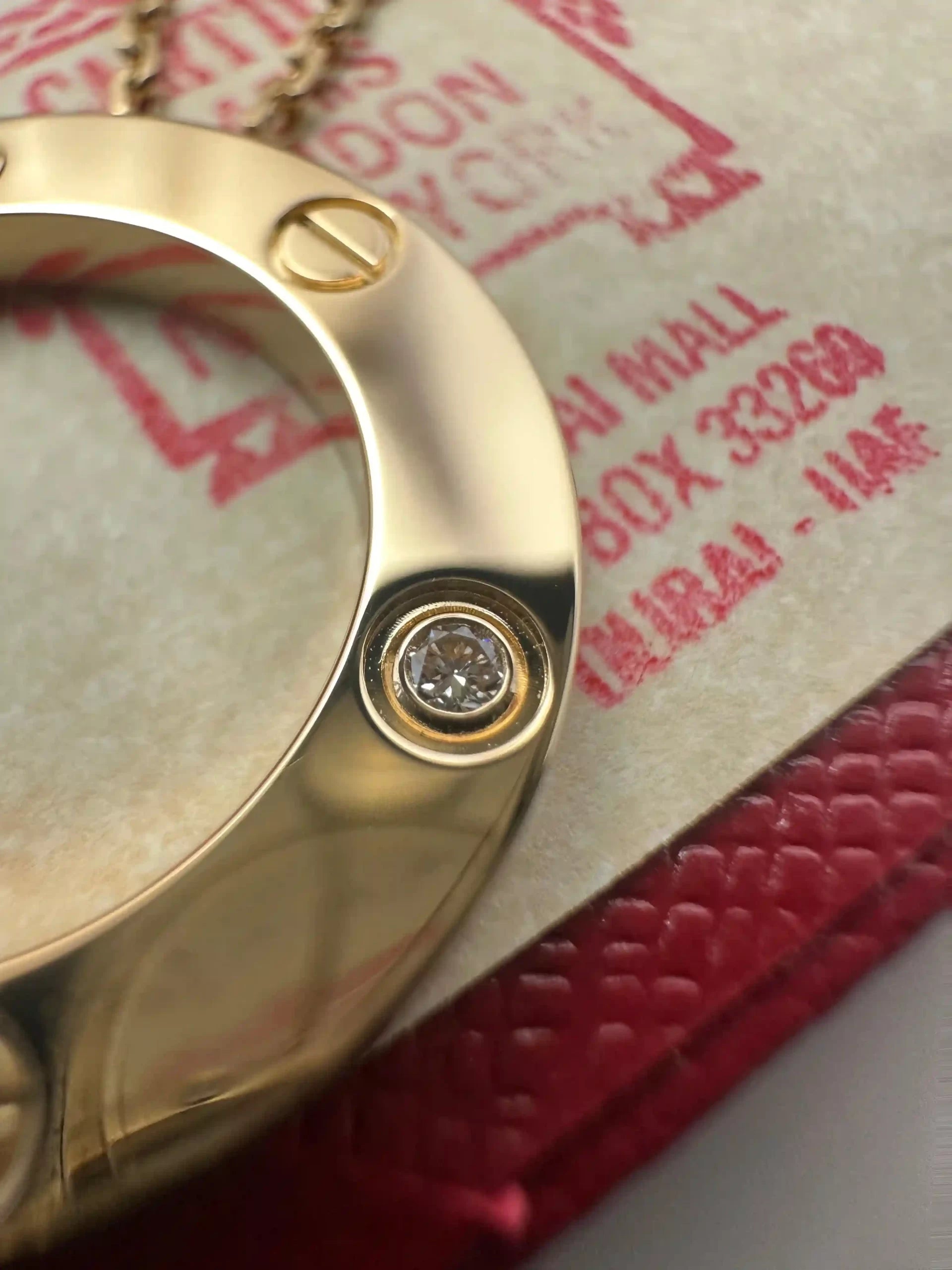 18K Gold Cartier Love Pendant 3 Diamonds