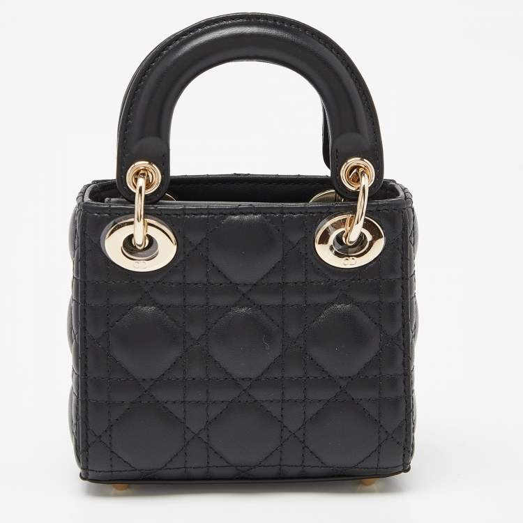 Dior Black Cannage Leather Micro Lady Dior Tote