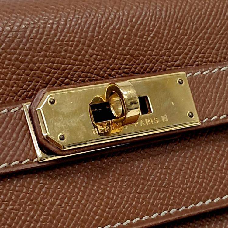 Hermes Brown Leather Outstitch Kelly 32