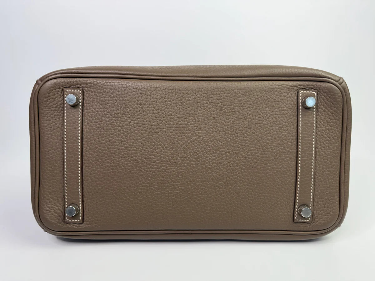 HERMÈS BIRKIN 30 IN ETOUPE CLEMENCE LEATHER WITH PHW