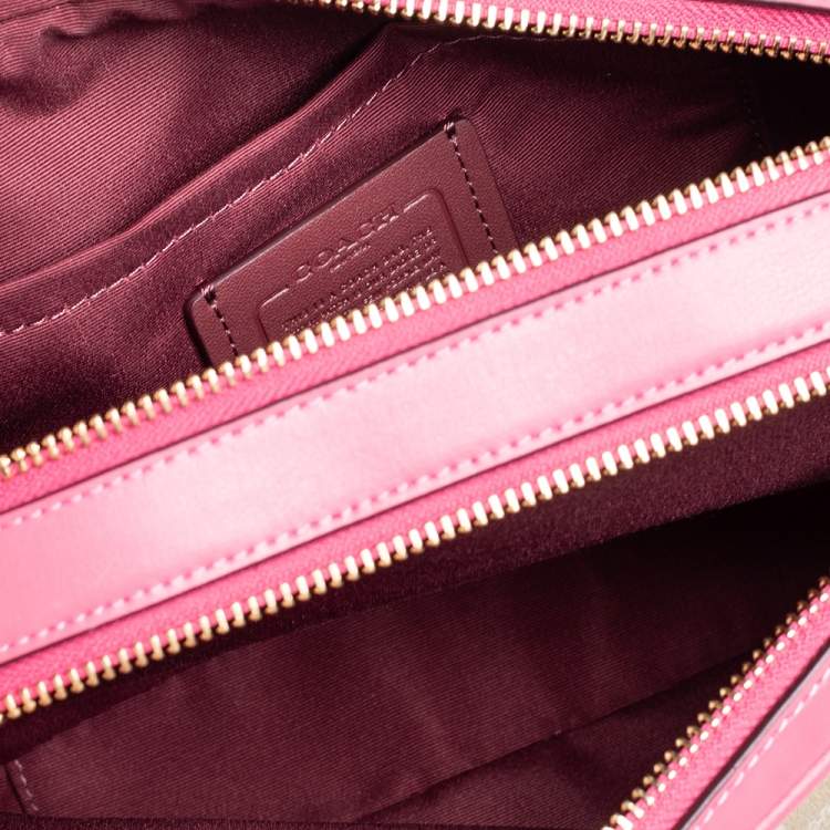 Coach Beige/Pink Signature Coated Canvas and Leather Jes Crossbody Bag