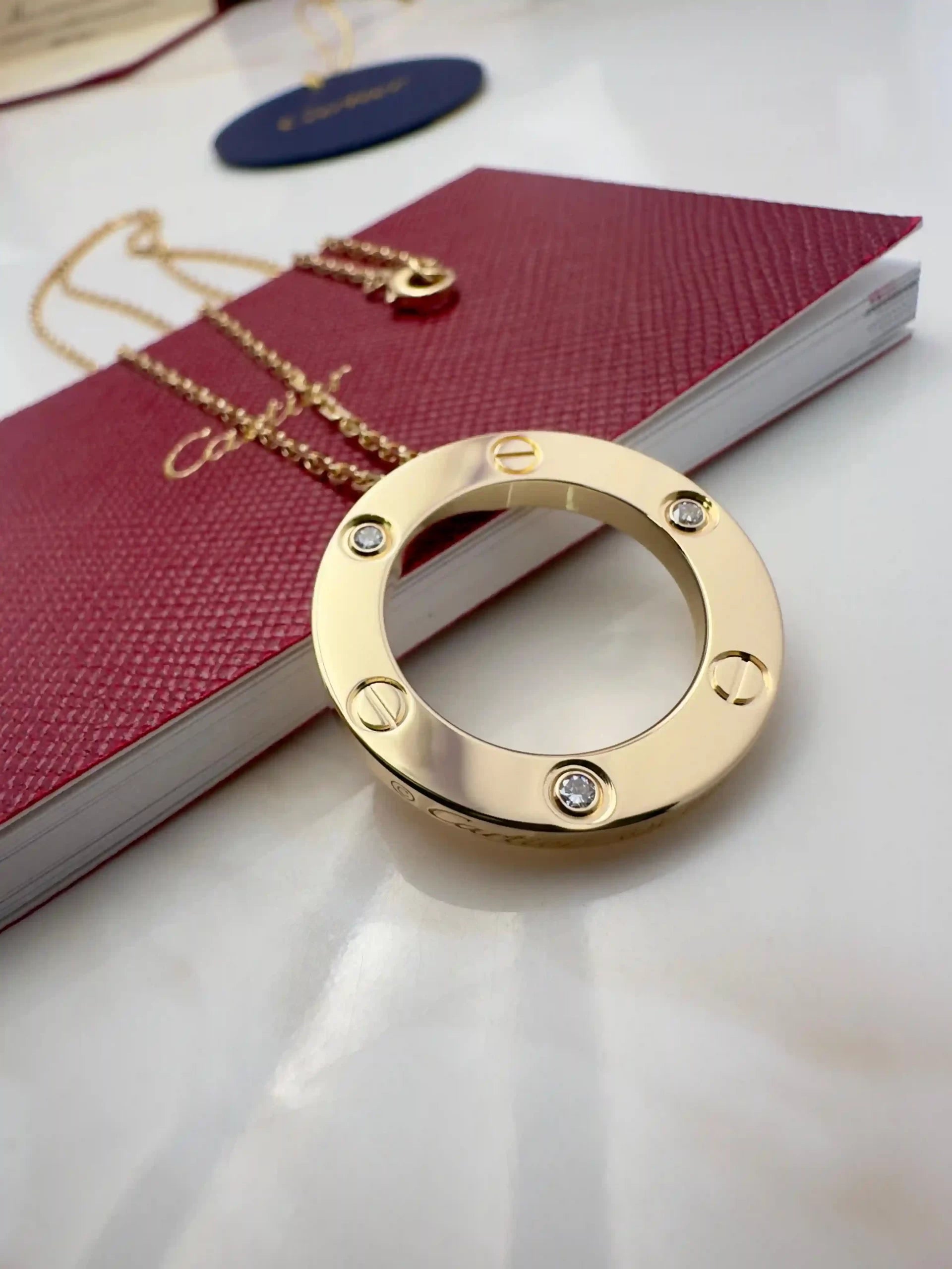 18K Gold Cartier Love Pendant 3 Diamonds