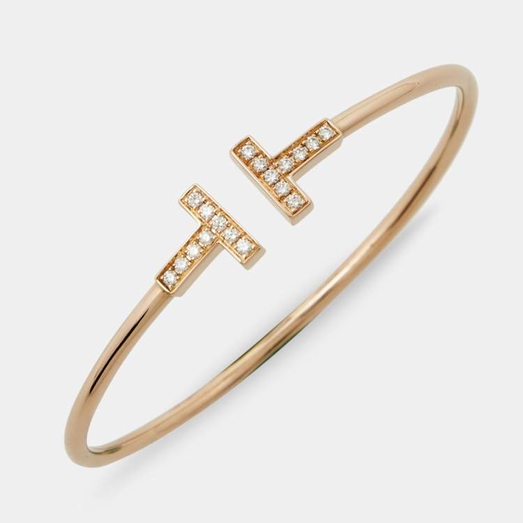 Tiffany & Co. Tiffany T Diamond 18k Rose Gold Wire Bracelet