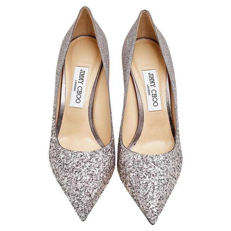 Jimmy Choo Light Lilac Glitter Love Pointed Toe Pumps Size 40