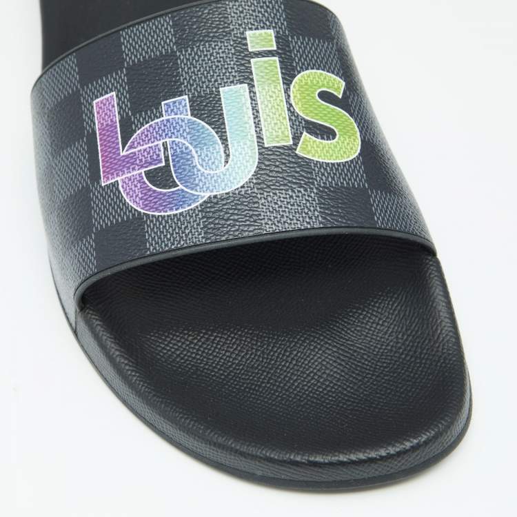 Louis Vuitton Black Damier Canvas Waterfront Eclipse Mule Sandals Size 44.5