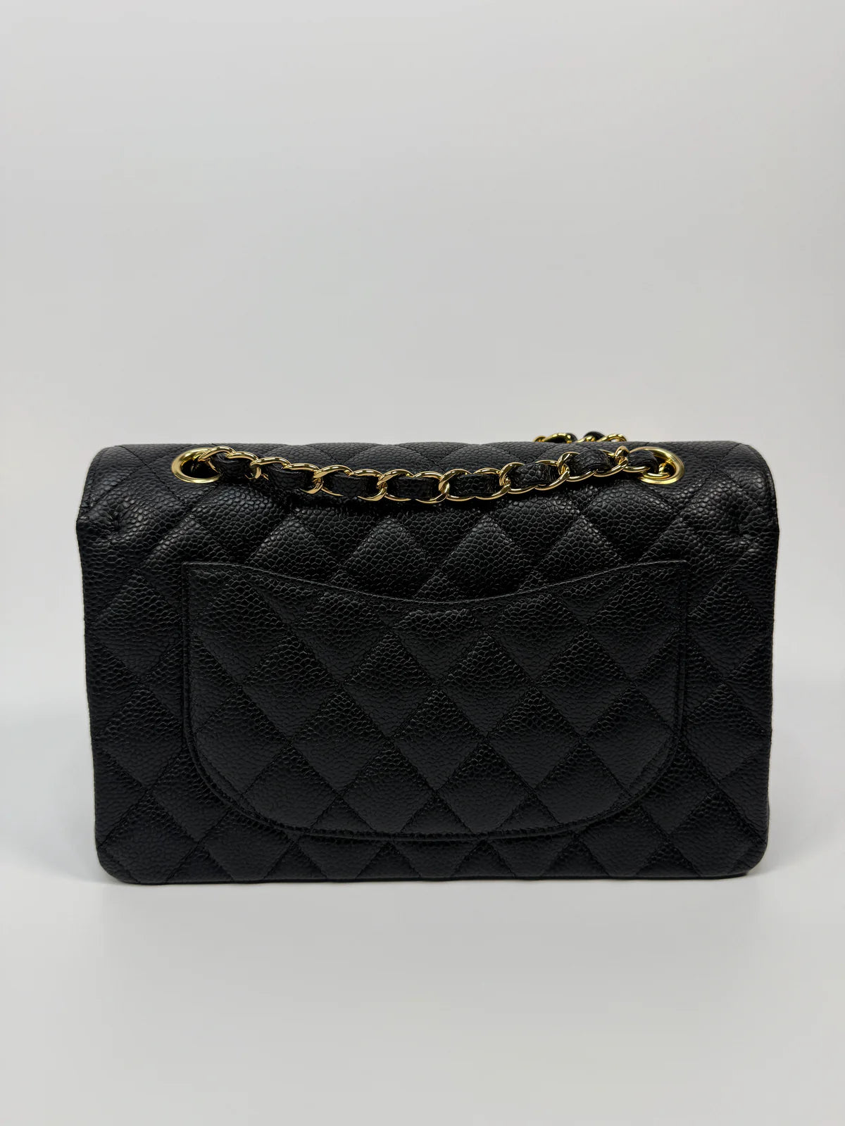 CHANEL SMALL CLASSIC DOUBLE FLAP IN BLACK CAVIAR LEATHER WITH GHW
