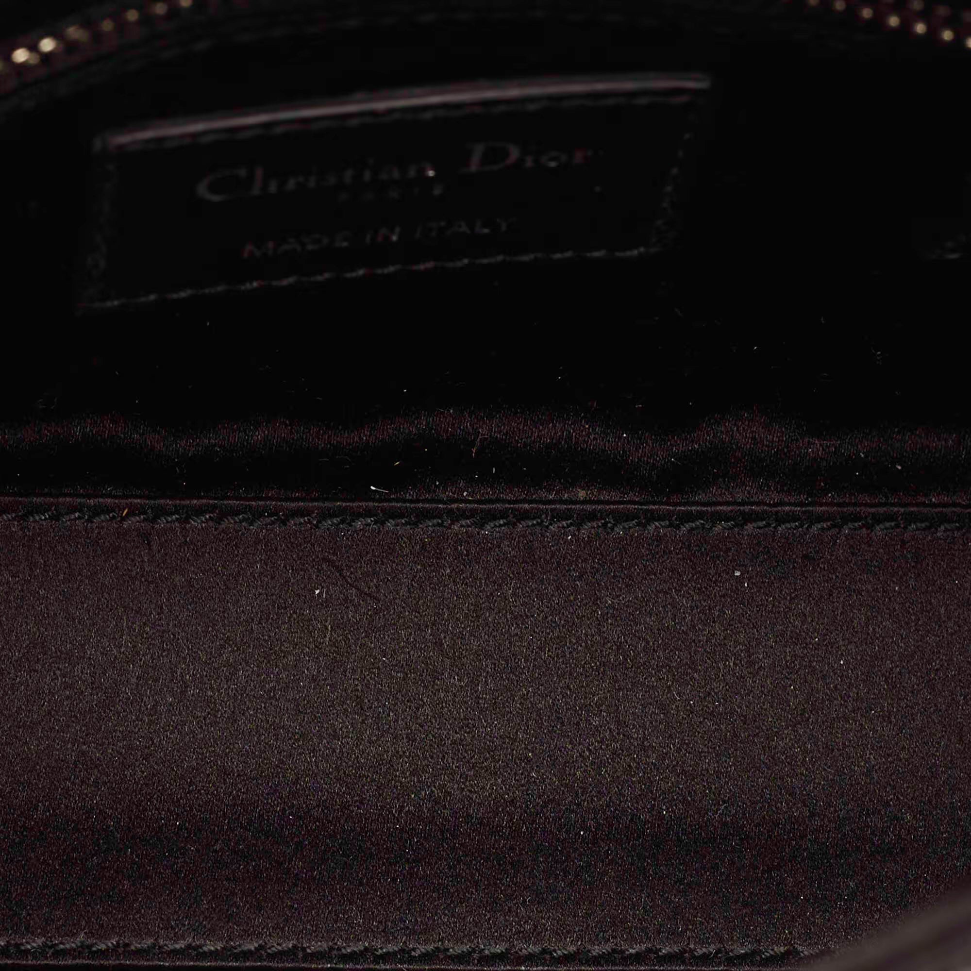 Dior Lady Dior Crystal Mini Black Cannage Satin Tote