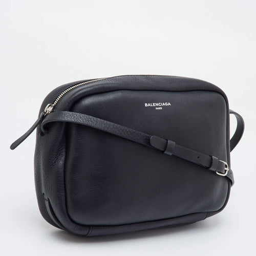 Balenciaga Everyday Small Black Leather Camera Crossbody Bag