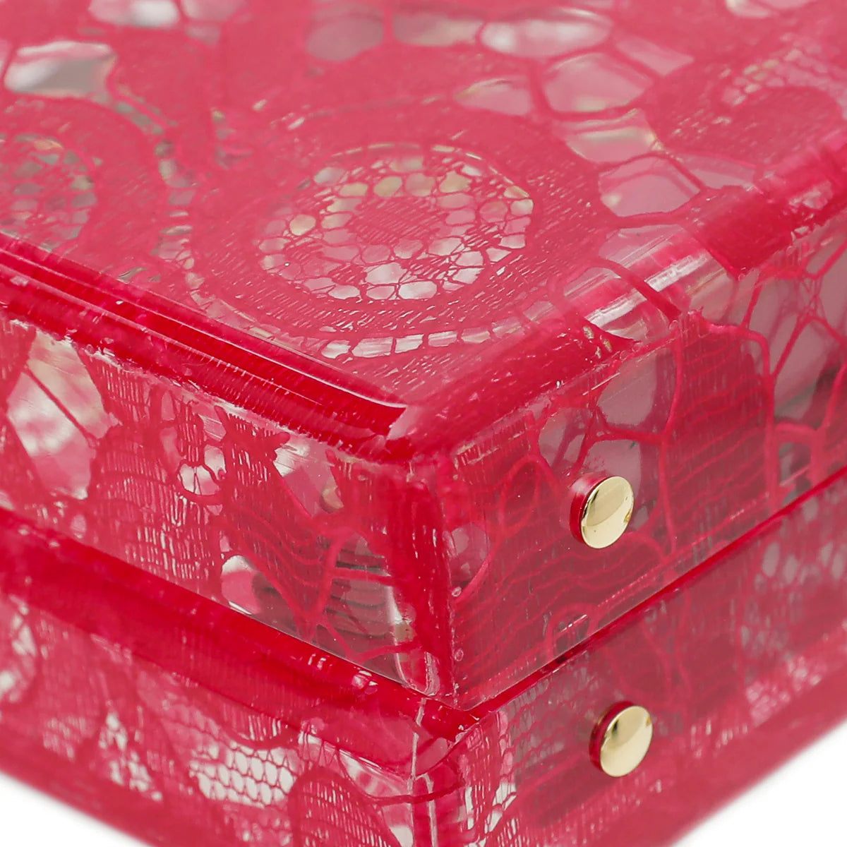 Dolce & Gabbana Red Plexiglass and Lace Box Pocket Clutch