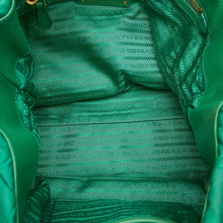 Prada Green Quilted Tessuto Nylon Shopper Tote