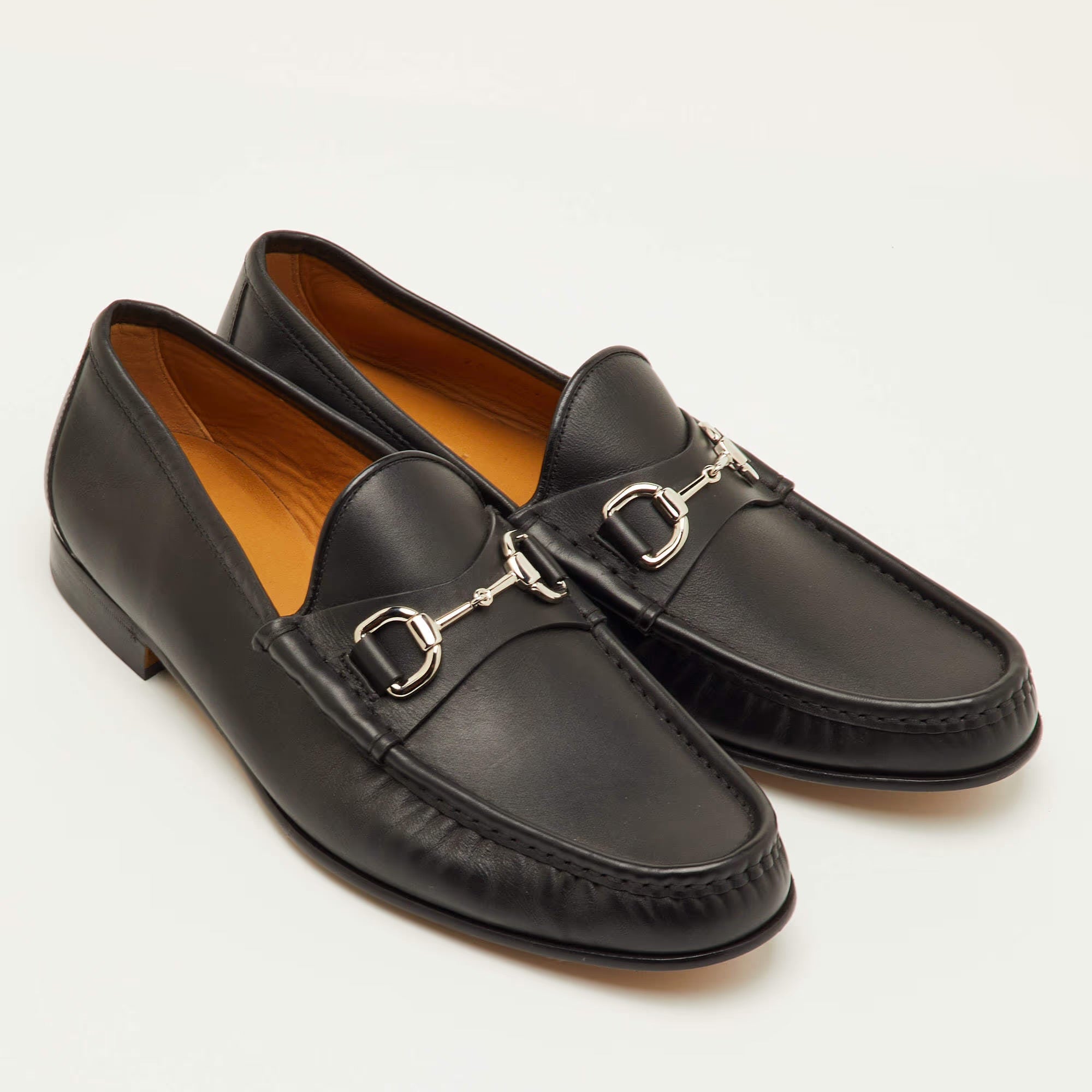 Gucci Horsebit Size 41.5 Black Leather Slip On Loafers