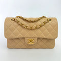 CHANEL SMALL CLASSIC DOUBLE FLAP IN BEIGE LAMBSKIN WITH GHW