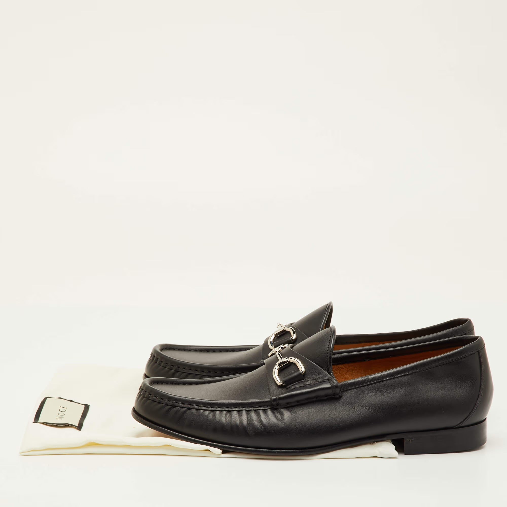 Gucci Horsebit Size 41.5 Black Leather Slip On Loafers