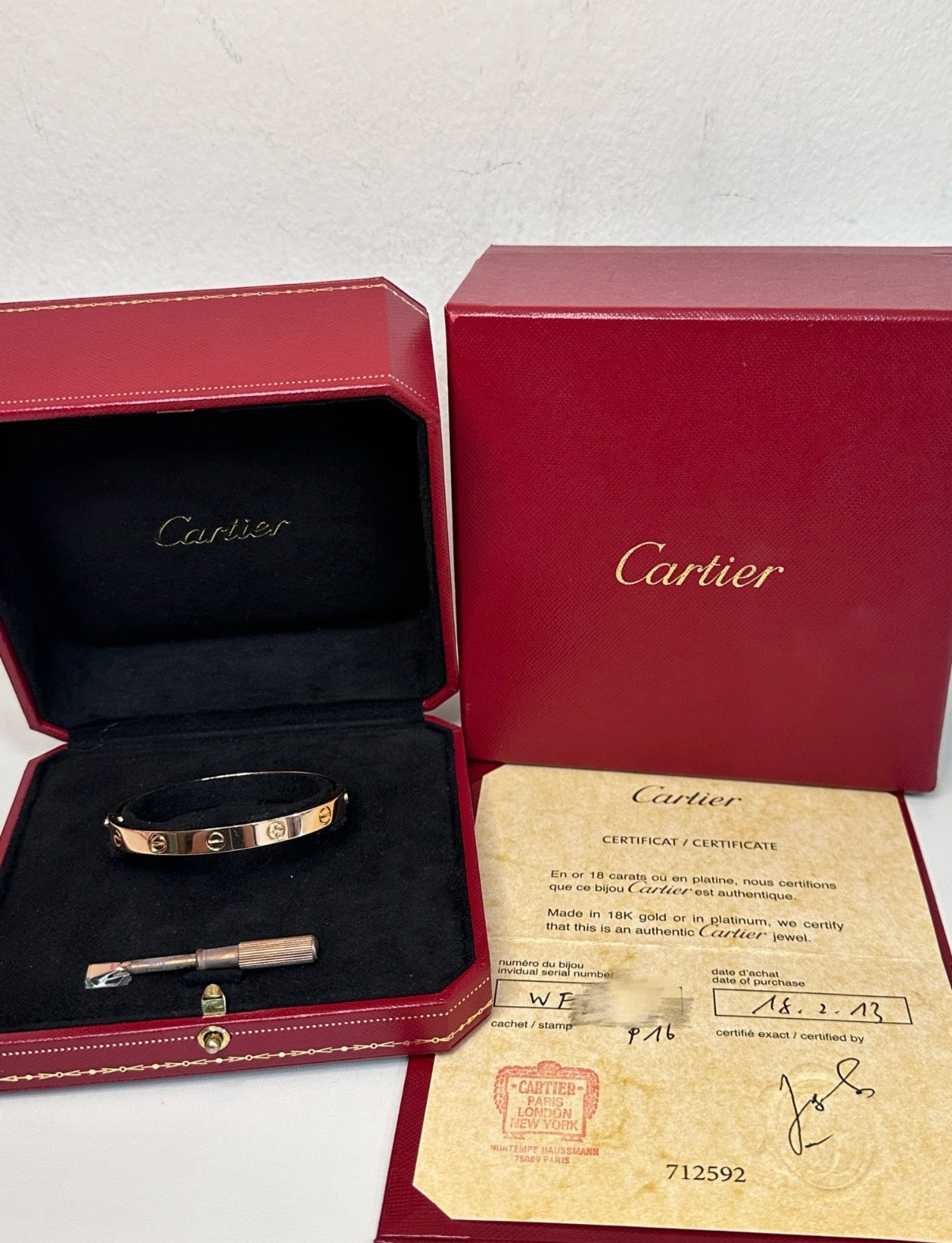 Cartier Love Bracelet Classic Model 18K Rose Gold size 16 WFXXXX