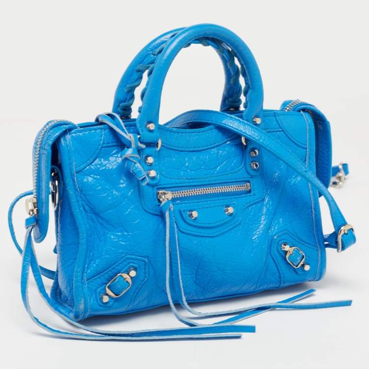 Balenciaga Blue Leather Nano Classic City Tote