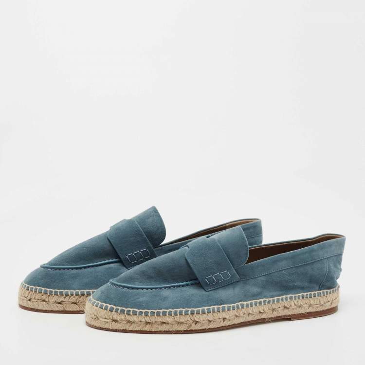 Hermes Blue Suede Trip Espadrille Flats Size 41