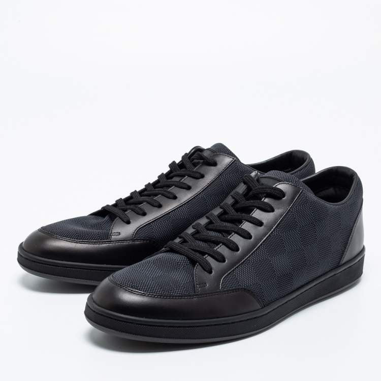 Louis Vuitton Graphite/Black Damier Nylon and Leather Offshore Low-Top Sneakers Size 41.5