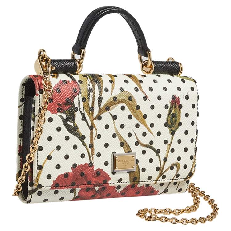 Dolce & Gabbana Multicolor Floral Print Leather Miss Sicily Von Wallet on Chain