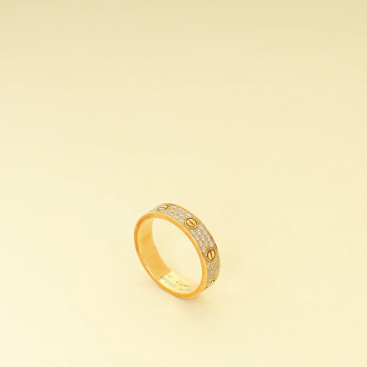 Cartier 18K Yellow Gold Love Pave Diamond Small Model Ring 57