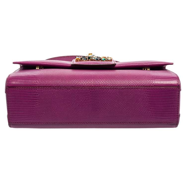 Dolce & Gabbana Magenta Lizard Embossed Leather DG Millennials Shoulder Bag