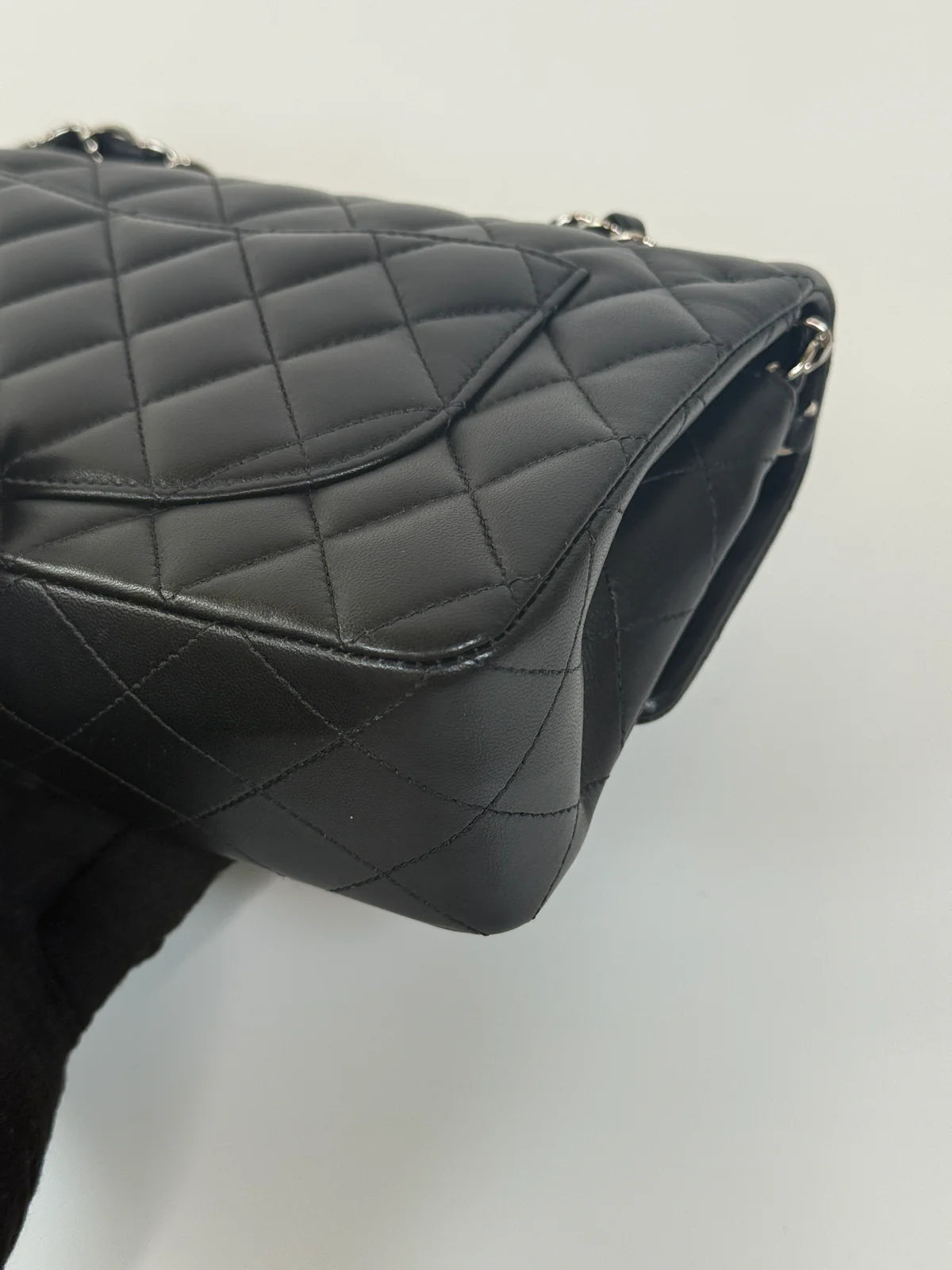 CHANEL SMALL CLASSIC DOUBLE FLAP IN BLACK LAMBSKIN LEATHER WITH SHW