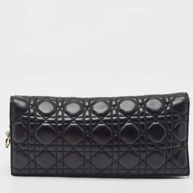 Dior Black Cannage Leather Lady Dior Chain Clutch