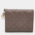 Dior Beige Leather Mini Lady Dior Wallet