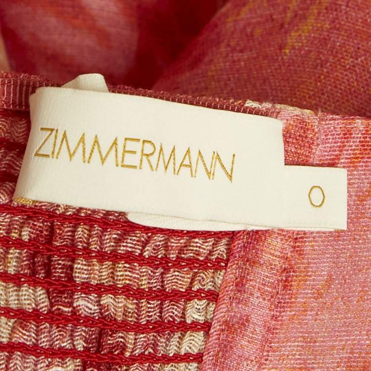 Zimmermann Pink Floral Printed Linen & Silk Belted Mini Dress XS