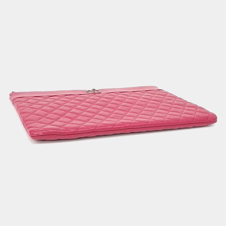 Chanel Pink Leather Mademoiselle Clutch