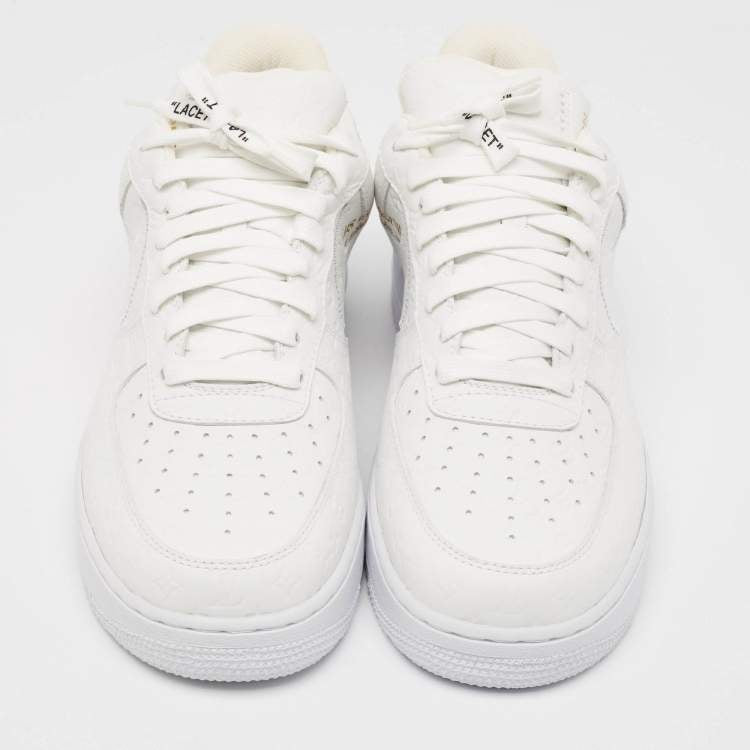 Louis Vuitton x Nike White Monogram Canvas and Leather Air Force 1 Sneakers Size 42.5
